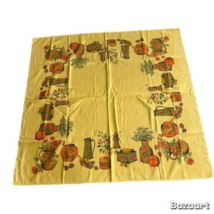 Vintage 1960's 70's Colonial Americana Style Tablecloth